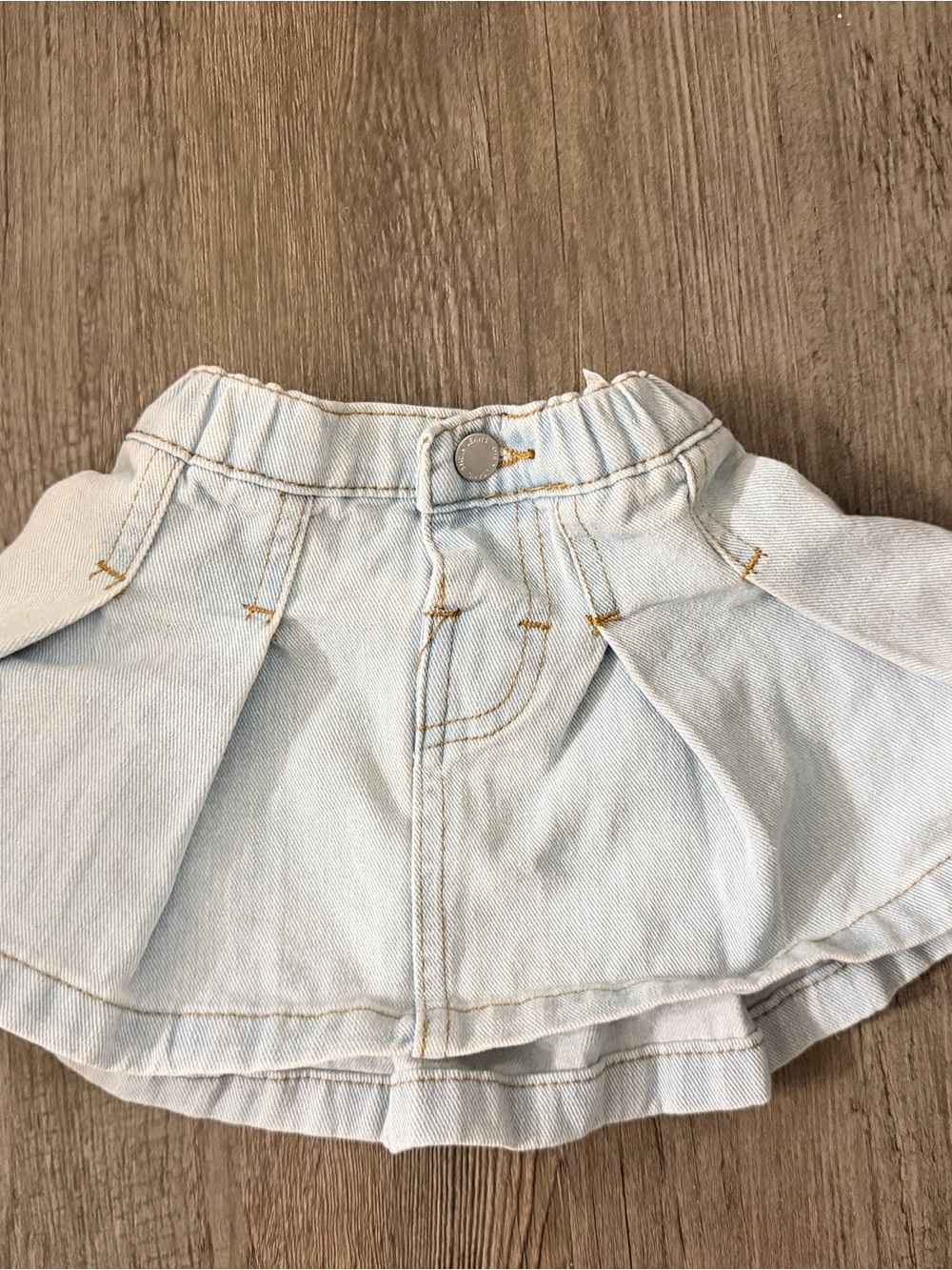 SHEIN Light Blue Girls Denim Pleated Skirt